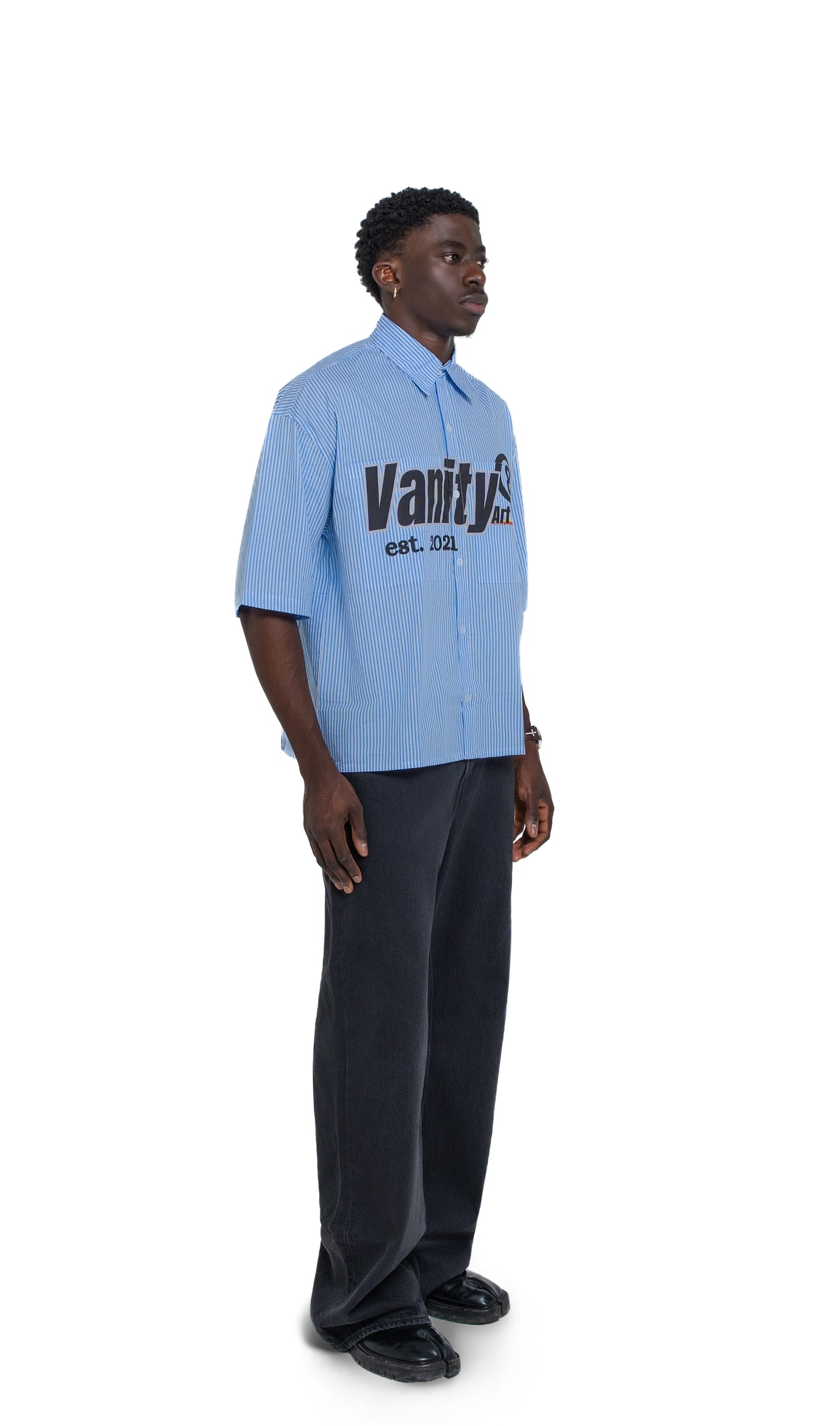 BOXY BLUE STRIPED SHIRT