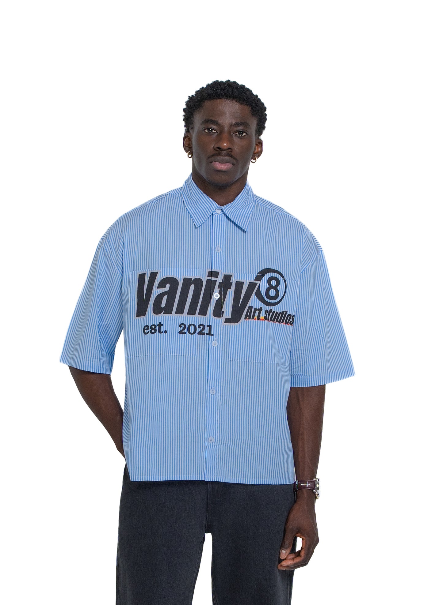 BOXY BLUE STRIPED SHIRT