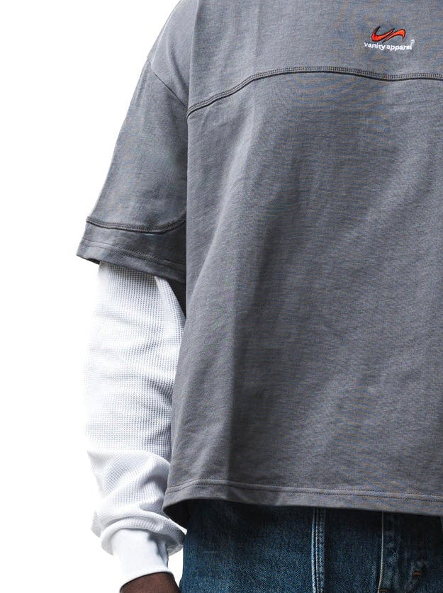 DOUBLE LAYERED WAFFLE SLEEVE TEE